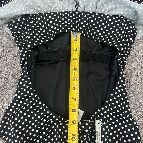 NWT! J.Crew Black White Polka Dots Ruffle Top Plunge Back Swimsuit Size US 10 - Picture 10 of 13